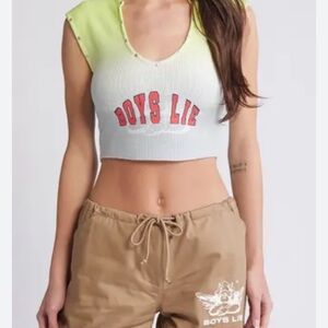 Boys Lie Lime and White Crop Top